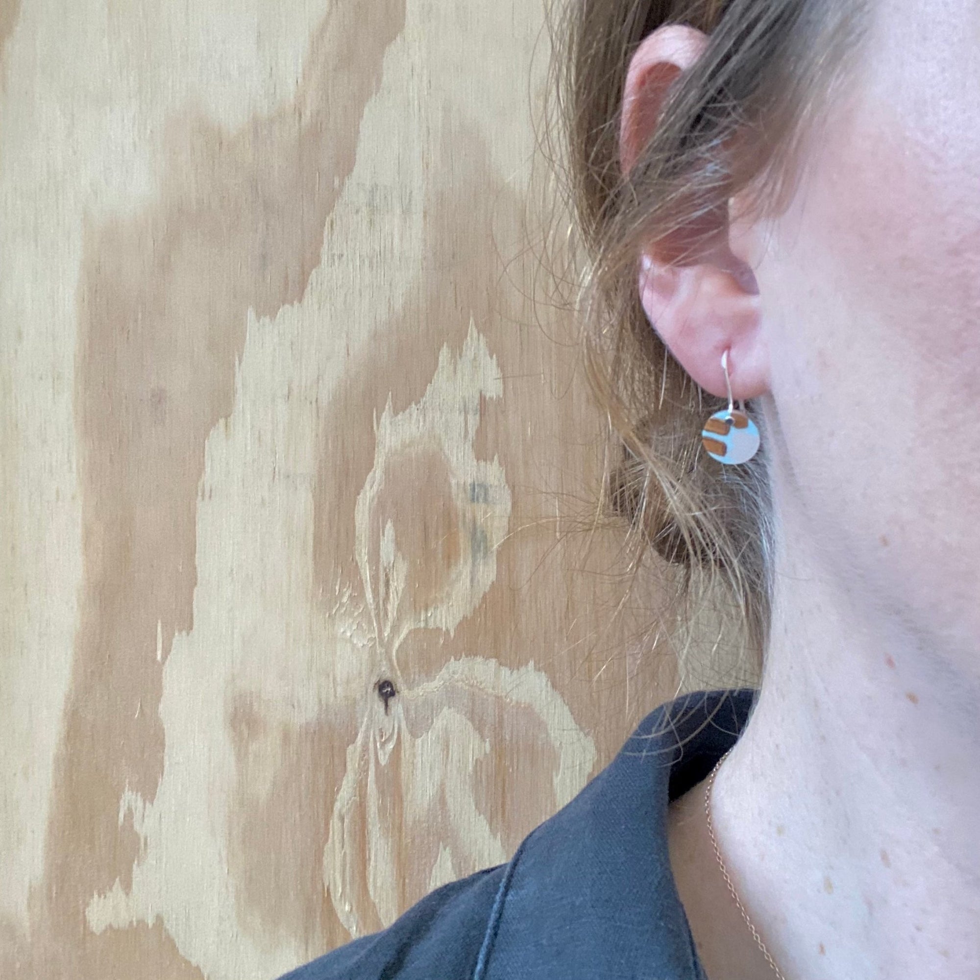 Brown and Pastel Mini Circle Drop Earrings