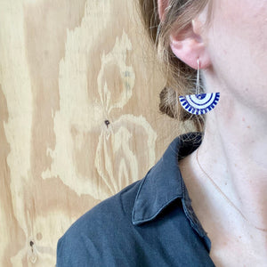 Grecian Medium Moon Long Drop Earrings