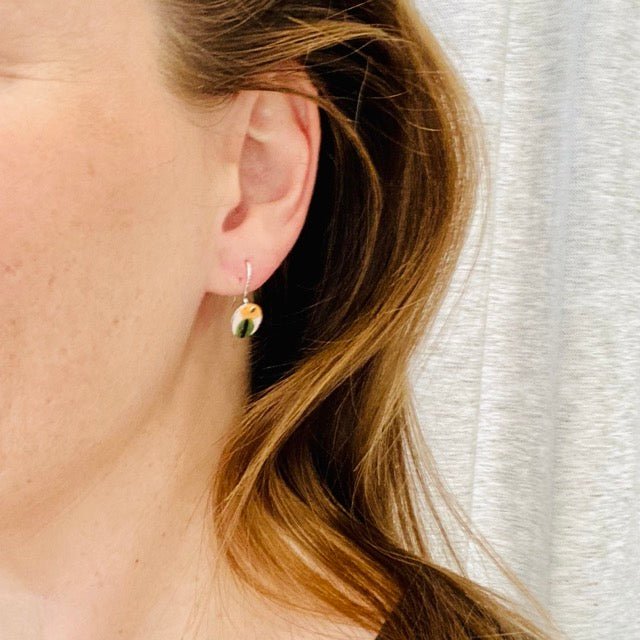Green and Yellow Mini Circle Drop Earrings