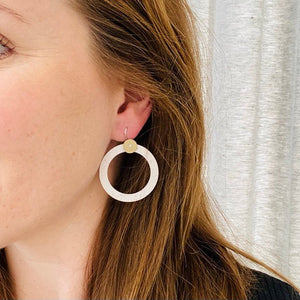 Gold and Clay Large Outline Circle Drop Earrings