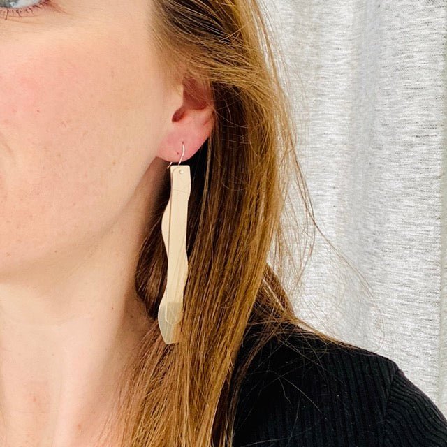 Mirrored Gold Layered Long Drop Earrings