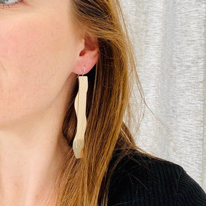 Mirrored Gold Layered Long Drop Earrings