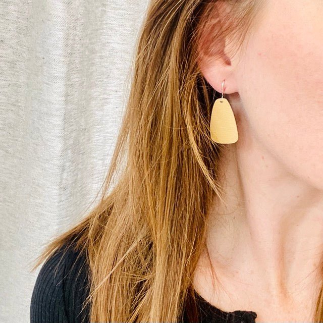 Gold Slab Drop Earrings