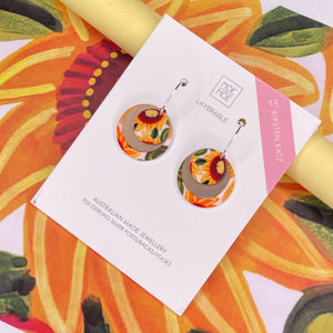 Kirsten Katz Sunflower Three Circle Hoop Earrings