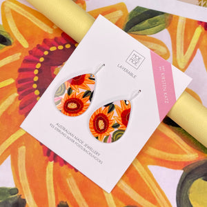 Kirsten Katz Sunflower Iconic Tear Drop Earrings