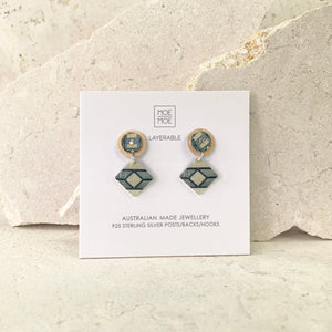 Museums of History NSW Stained Circle Diamond Stud Earrings