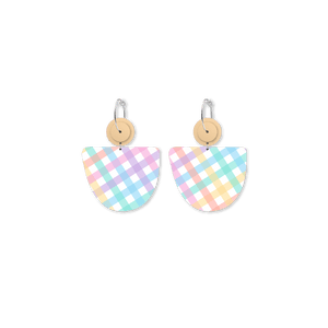 Fairy Floss Gingham Organic Bell Circles Hoop Earrings