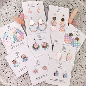 Fairy Floss Gingham Tria Circle Stud Pack Earrings