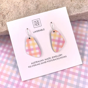 Fairy Floss Gingham Pippi Drop Earrings