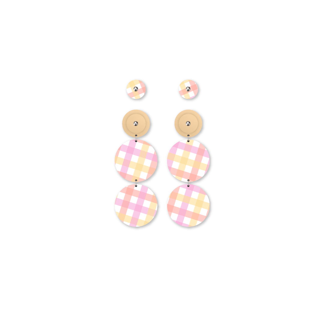 Fairy Floss Gingham Tria Circle Stud Pack Earrings