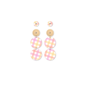 Fairy Floss Gingham Tria Circle Stud Pack Earrings