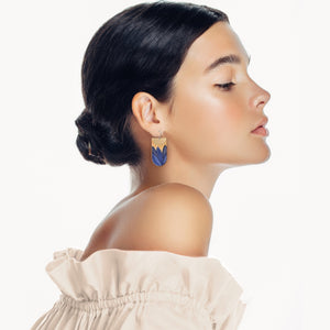 Kirsten Katz Botanic Blues Layered Tab Drop Earrings