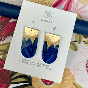 Kirsten Katz Botanic Blues Layered Tab Drop Earrings