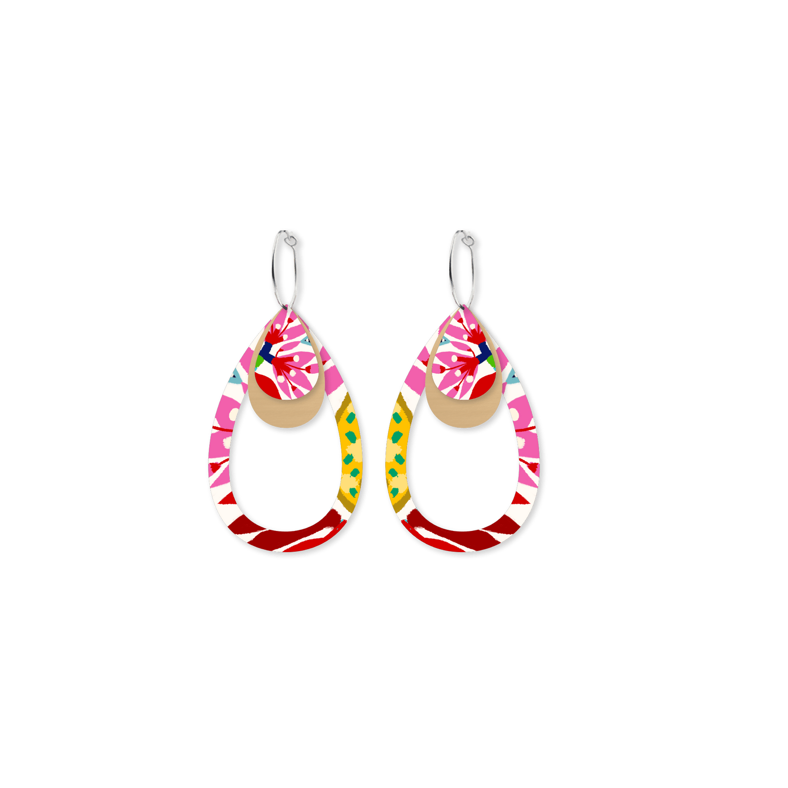 Miss Moresby Fiesta Layered Outline Tear Hoop Earrings
