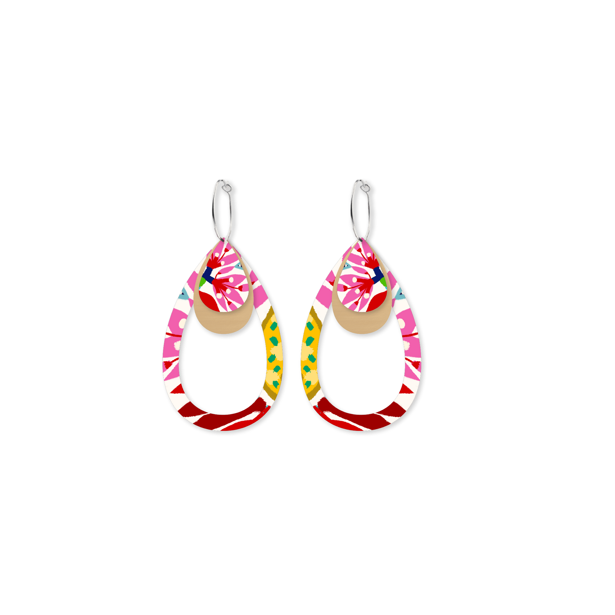 Miss Moresby Fiesta Layered Outline Tear Hoop Earrings