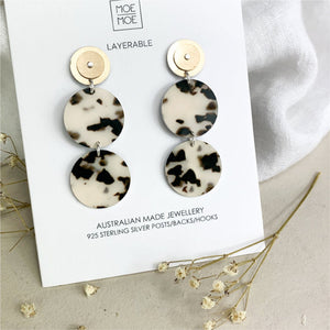 Ivory Tortoise Layered Tria Circle Stud Earrings