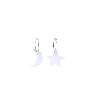 Mirrored Gold Signature Stars and Moons Hoop Earrings