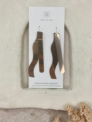 Mirrored Gold Layered Long Drop Earrings