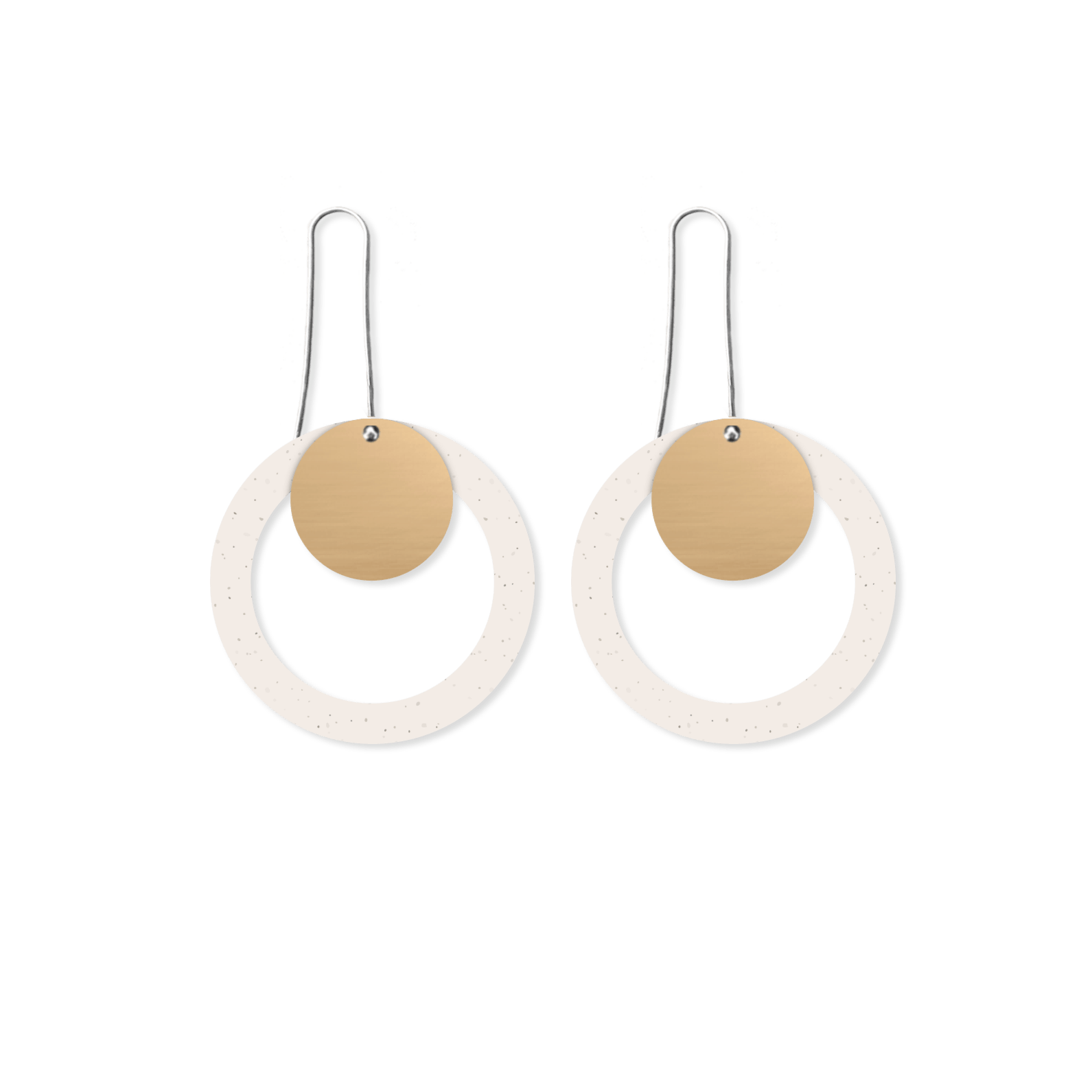 Flaxen Clay Layered Circle Outline Long Drop Earrings