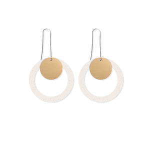 Flaxen Clay Layered Circle Outline Long Drop Earrings