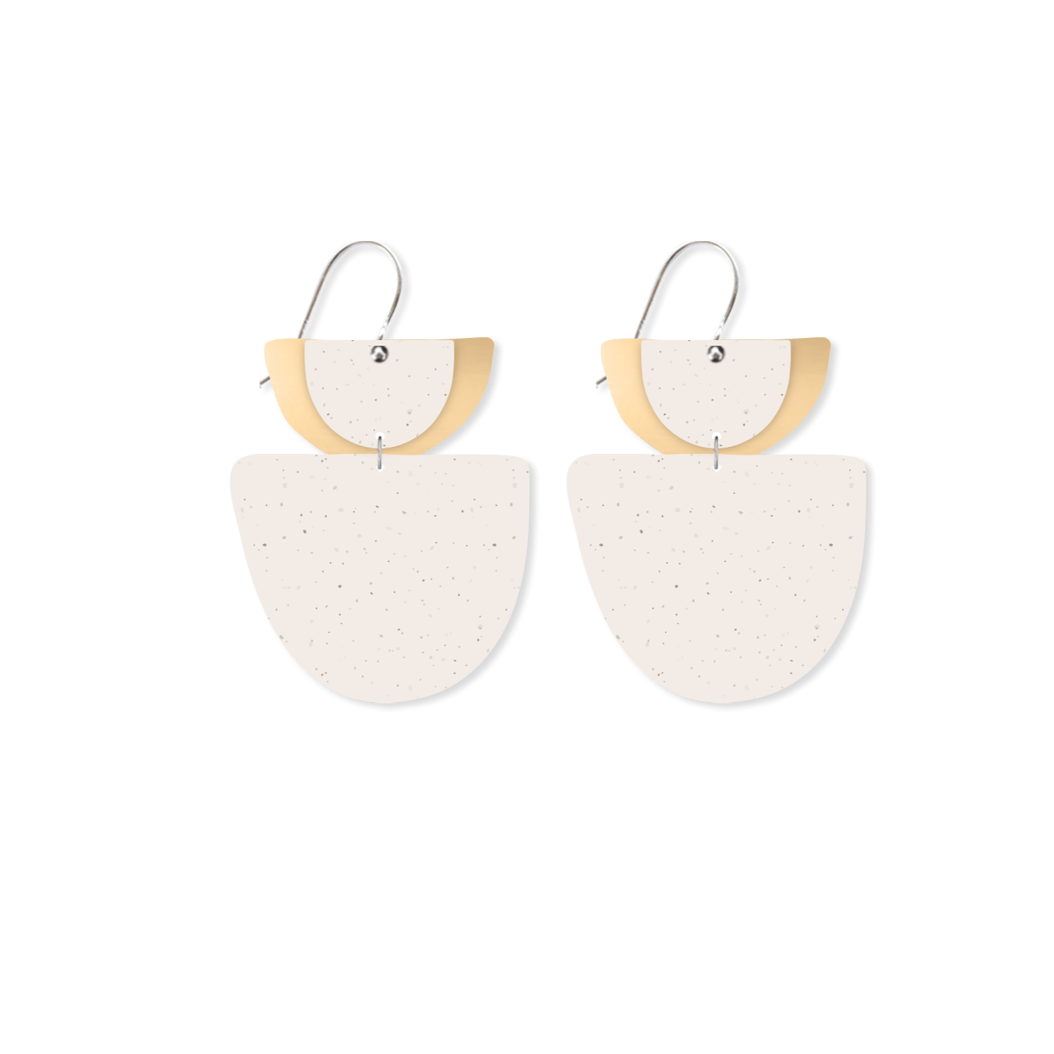 Flaxen Clay Layered Double Bell Drop Earrings