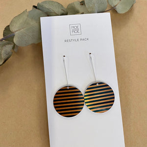 Metallic Brown and Black Large Circle Long Drop Earrings