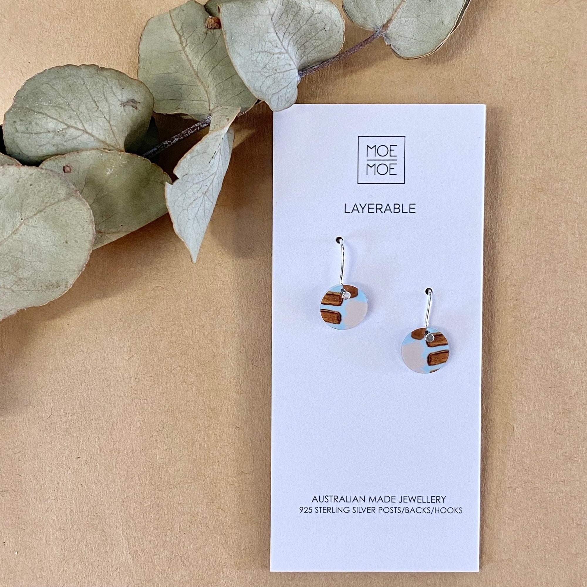 Brown and Pastel Mini Circle Drop Earrings