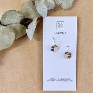 Brown and Pastel Mini Circle Drop Earrings