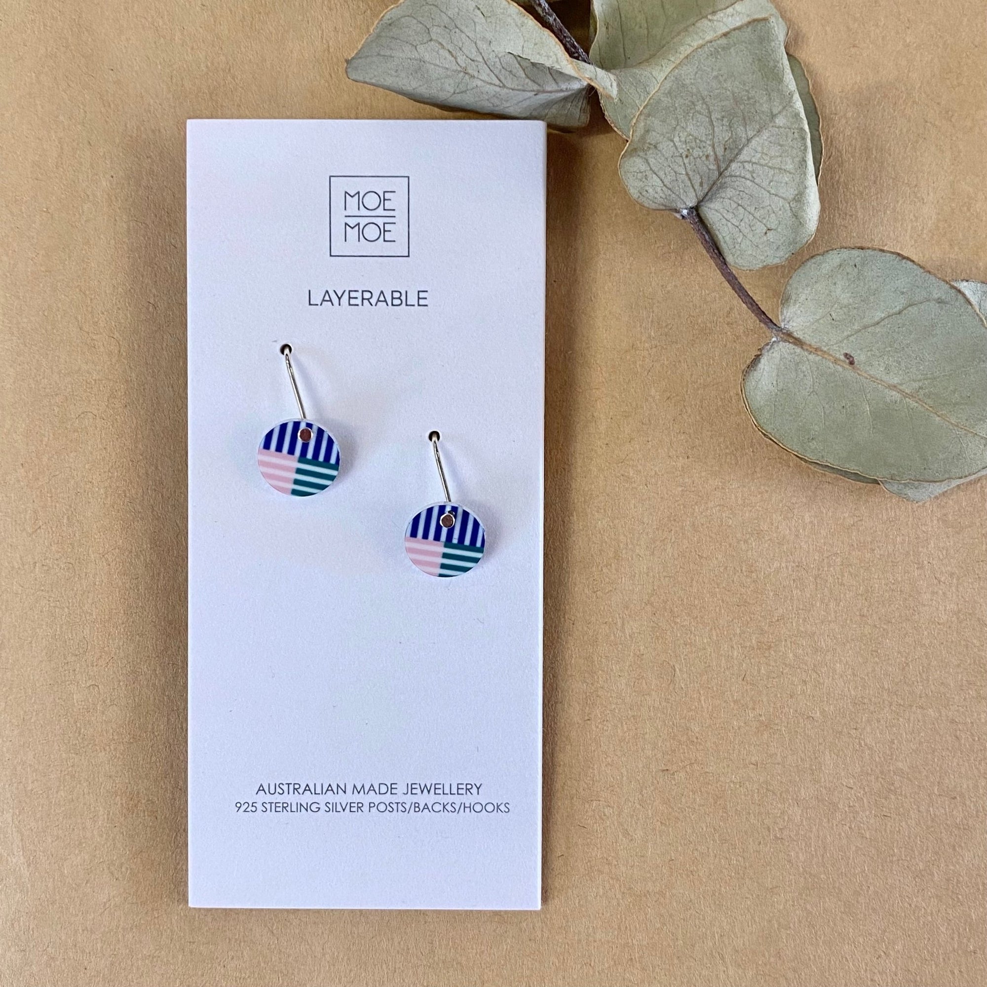 Trio Striped Mini Circle Drop Earrings