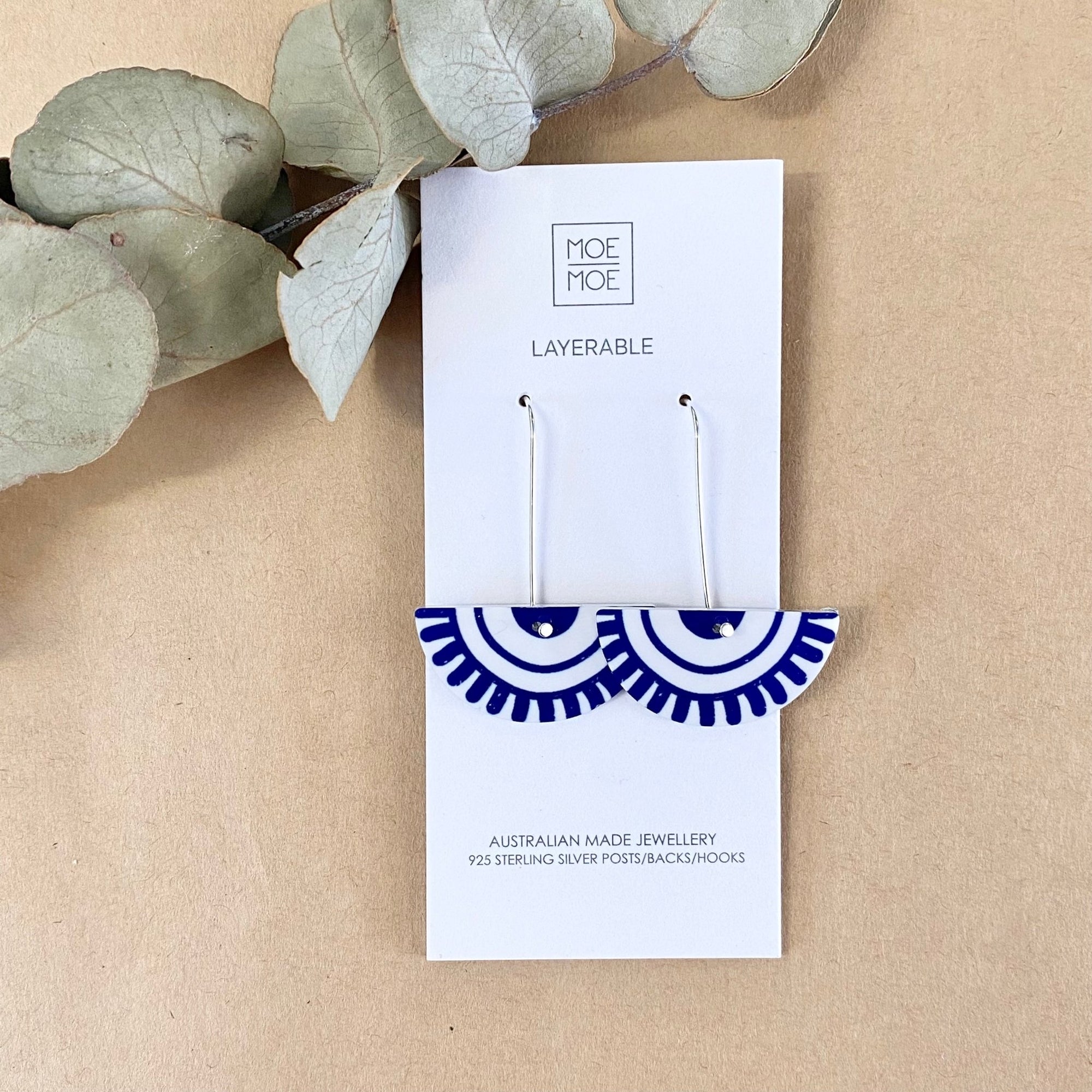 Grecian Medium Moon Long Drop Earrings