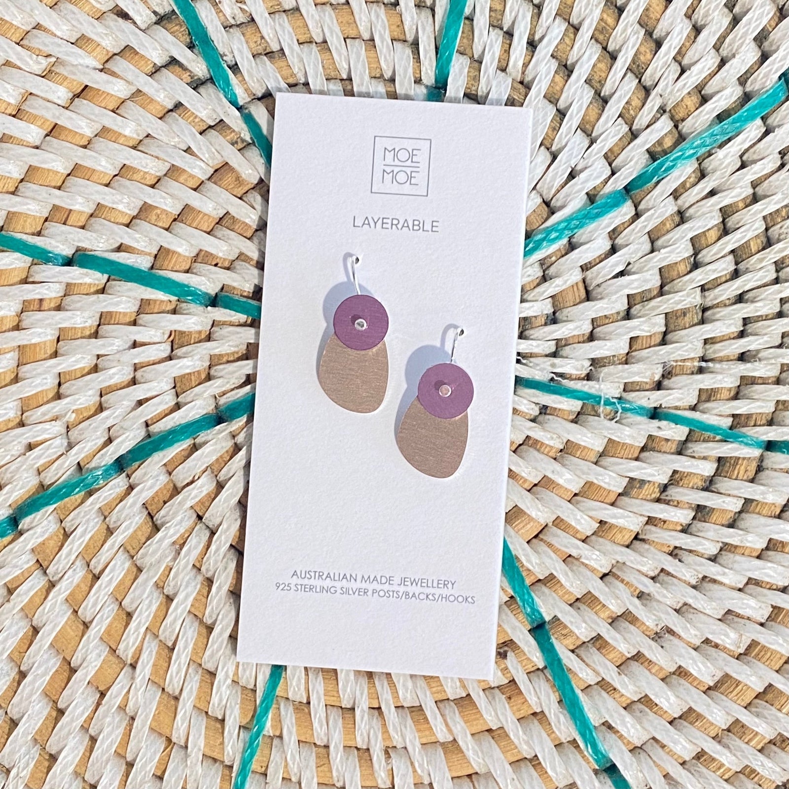 Metallic Purple and Gold Geo Drop Earrings