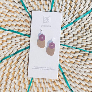 Metallic Purple and Gold Geo Drop Earrings