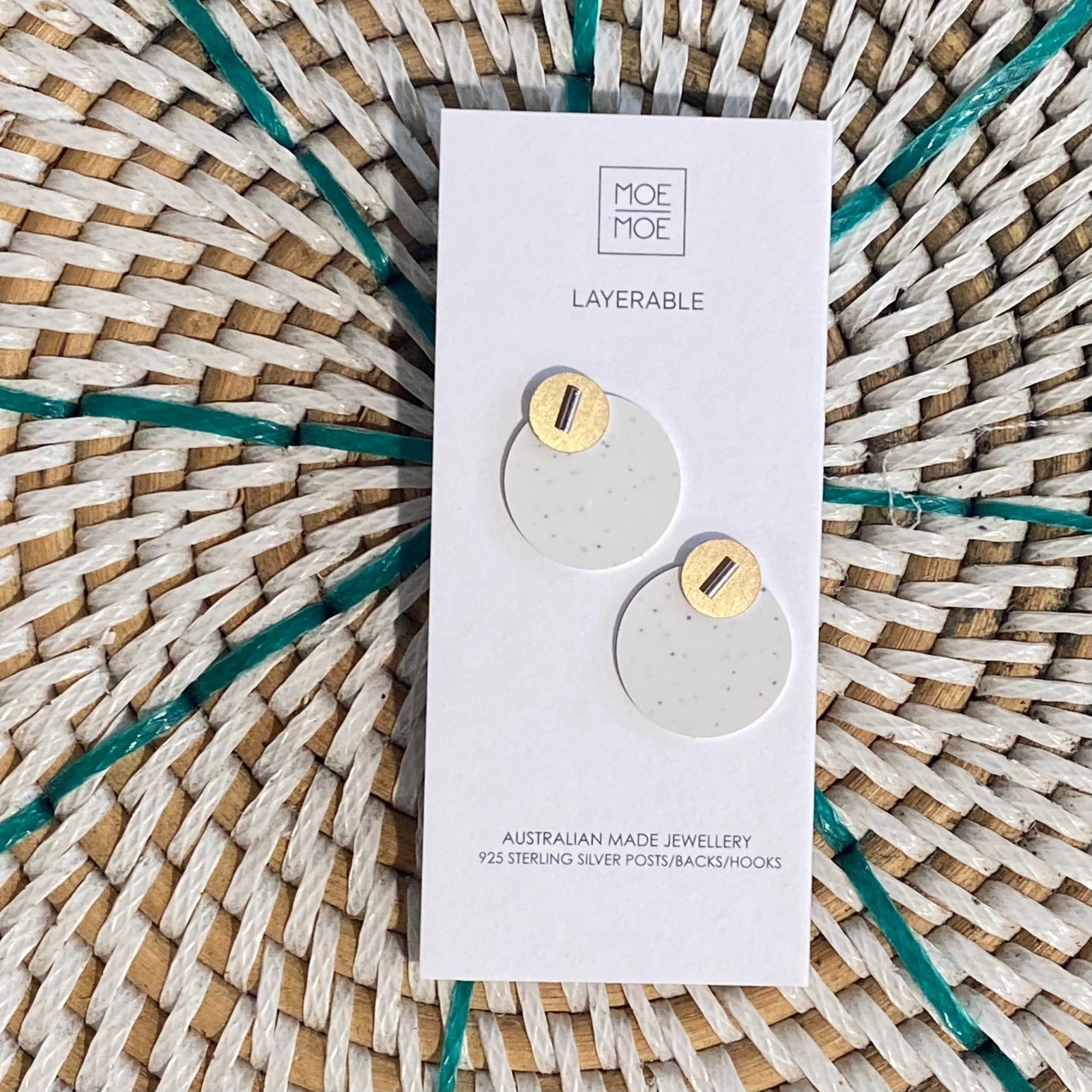 Medium Gold and Clay Circle Stud Earrings