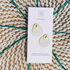 Medium Gold and Clay Circle Stud Earrings