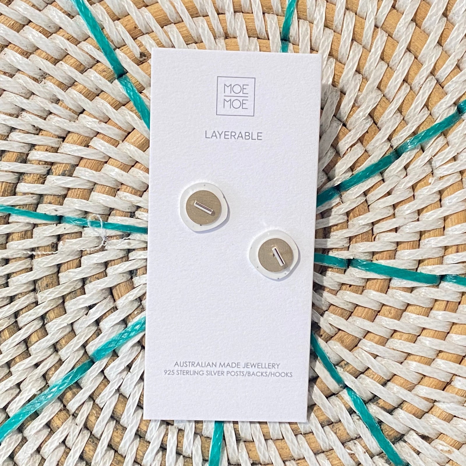 Mini Gold and Clay Layered Stud Earrings