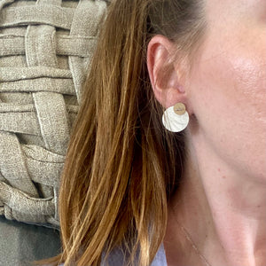 Medium Gold and Clay Circle Stud Earrings