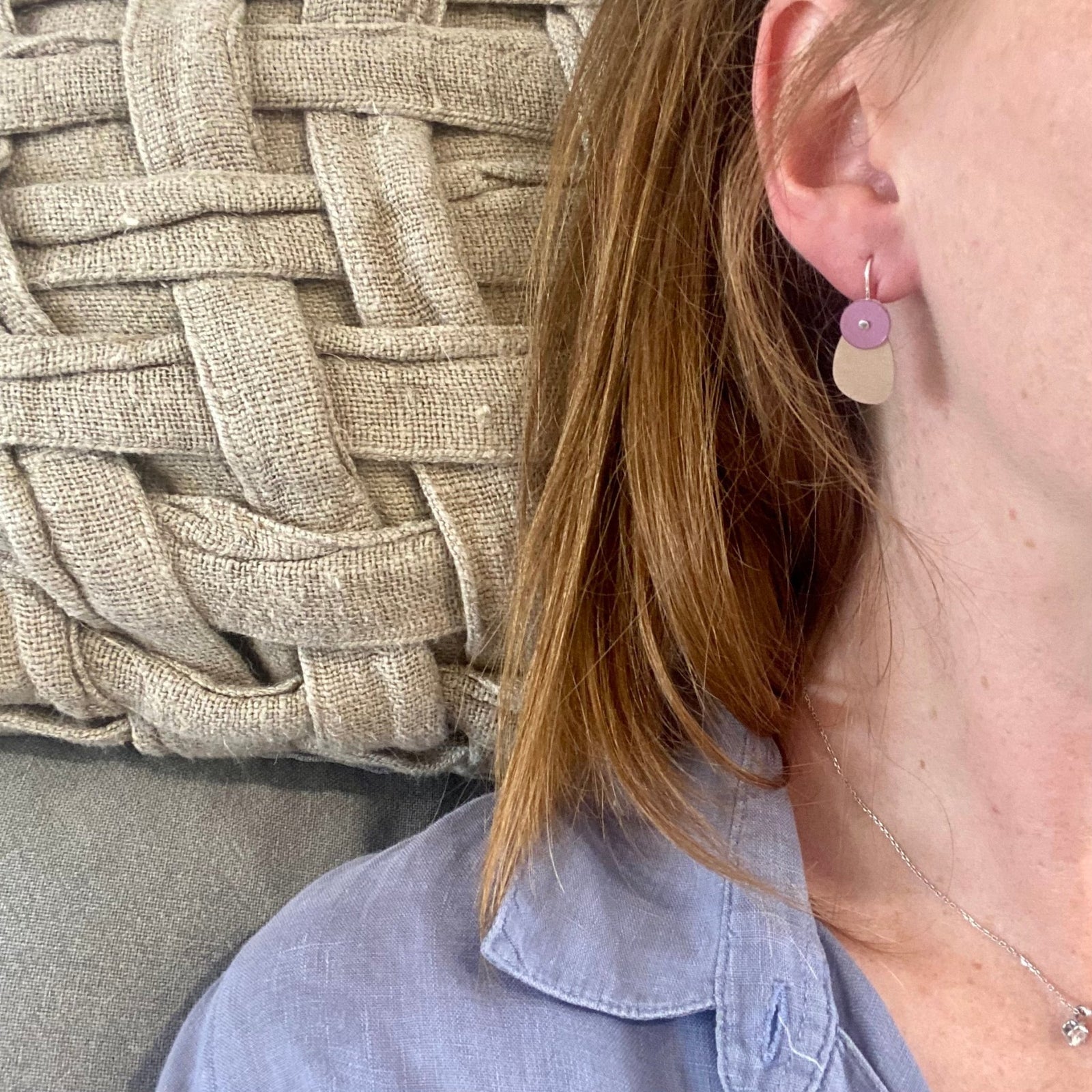 Metallic Purple and Gold Geo Drop Earrings