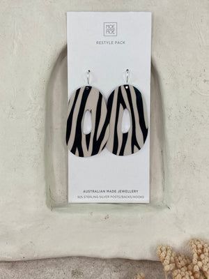 Tiger Print Large Organic Drop Earrings