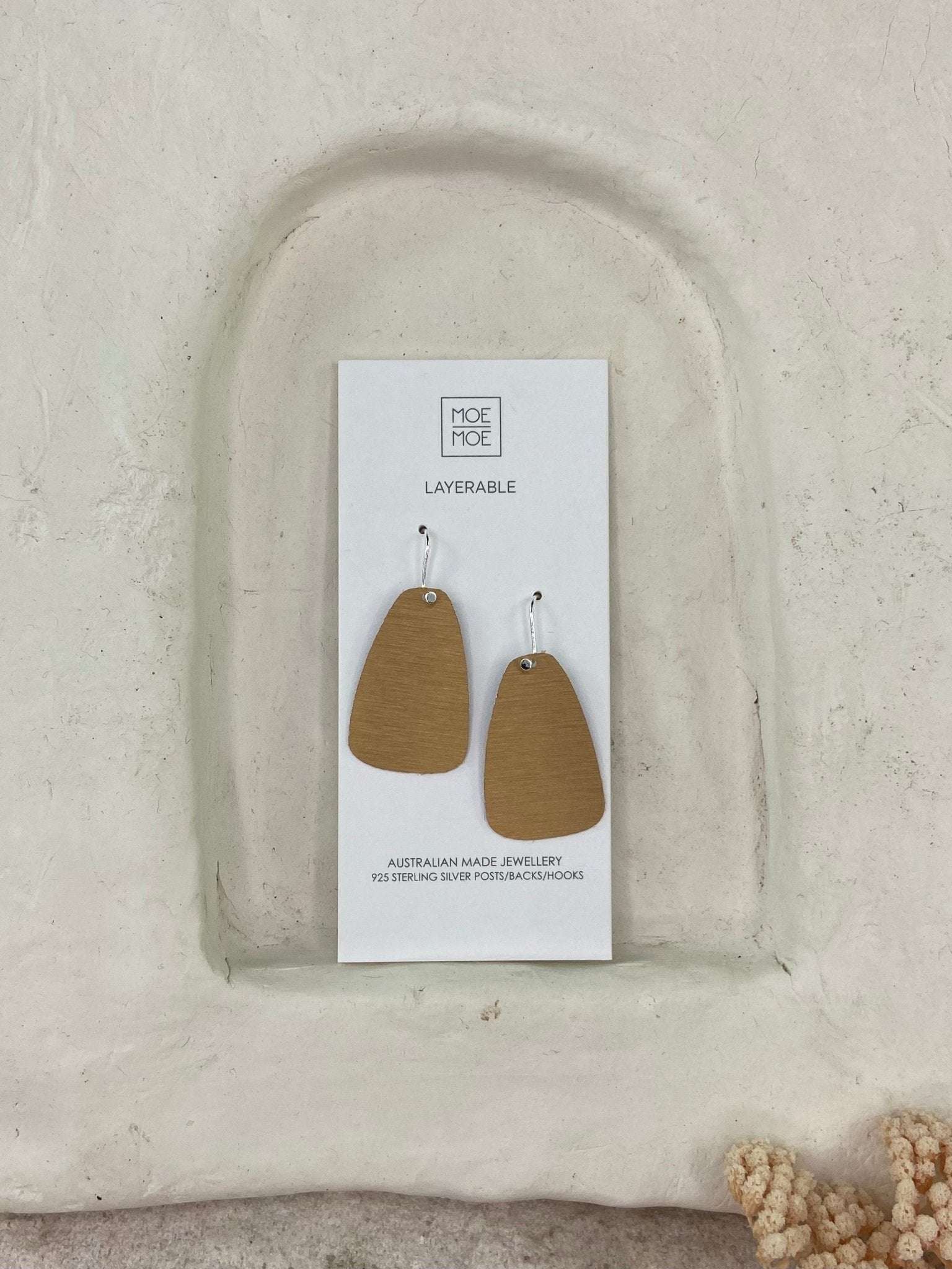 Gold Slab Drop Earrings