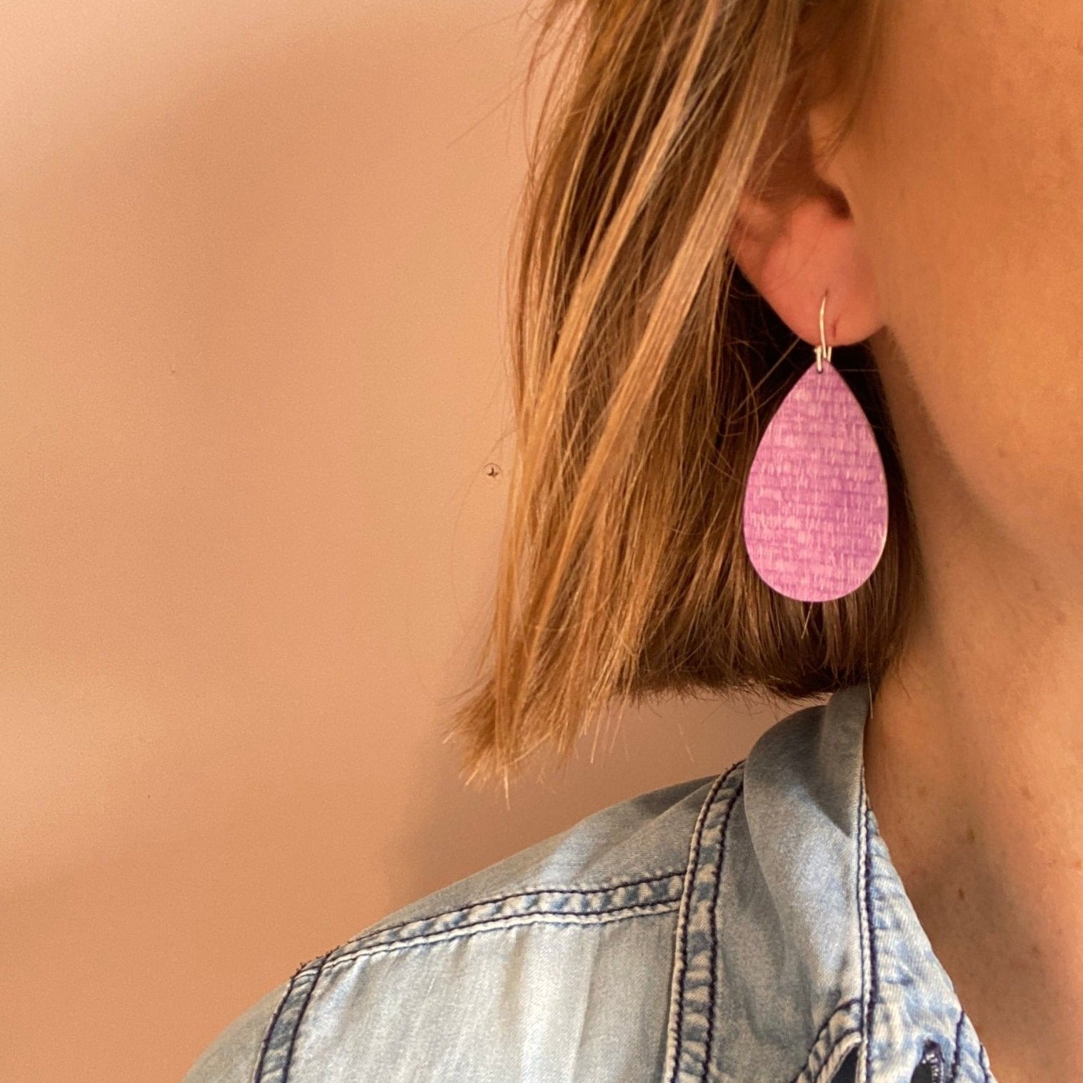 Sketched Purple Medium Tear Drop Earrings