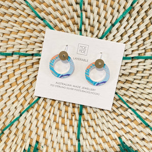 Storytelling Blue Layered Small Outline Circle Drop Earrings