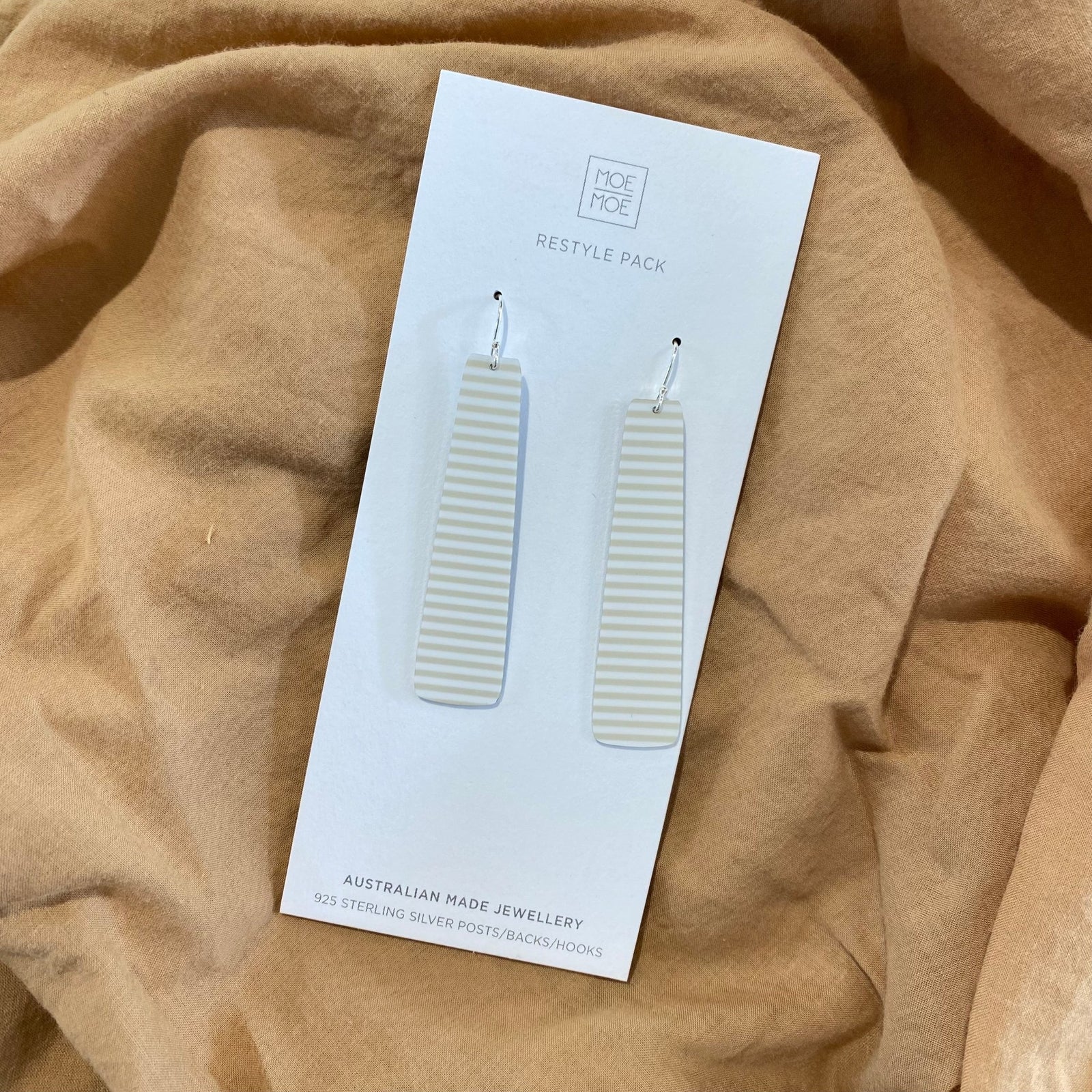 Nude Stripe Obelisk Drop Earrings