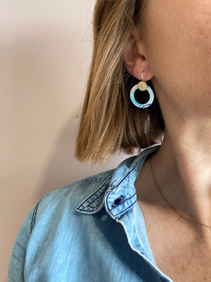 Storytelling Blue Layered Small Outline Circle Drop Earrings
