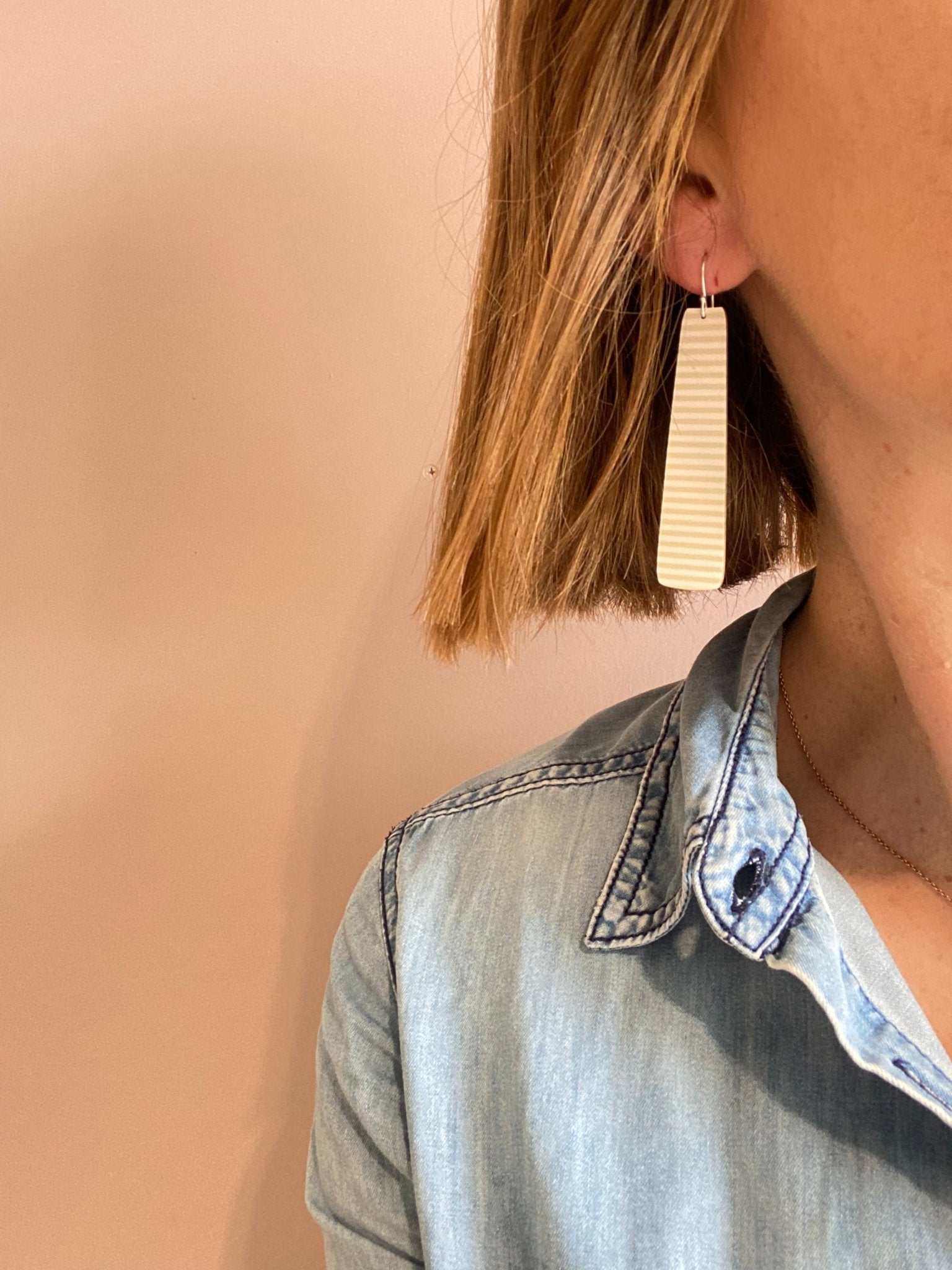Nude Stripe Obelisk Drop Earrings