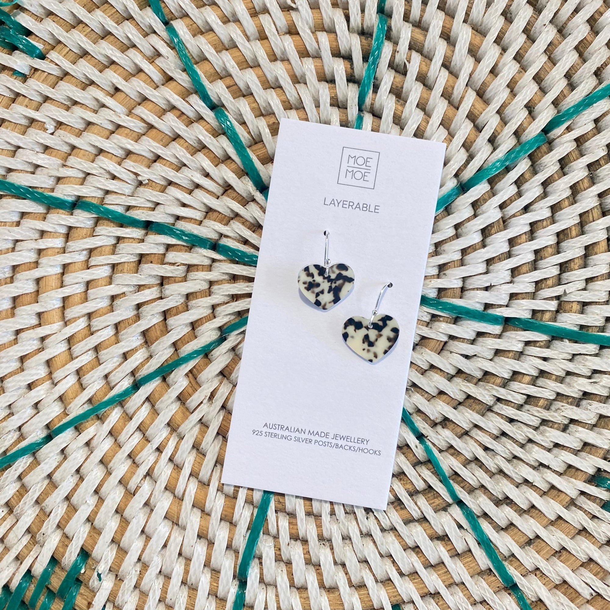 Ivory Tort Mini Heart Drop Earrings