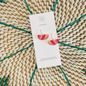 Pink Small Moon Drop Earrings