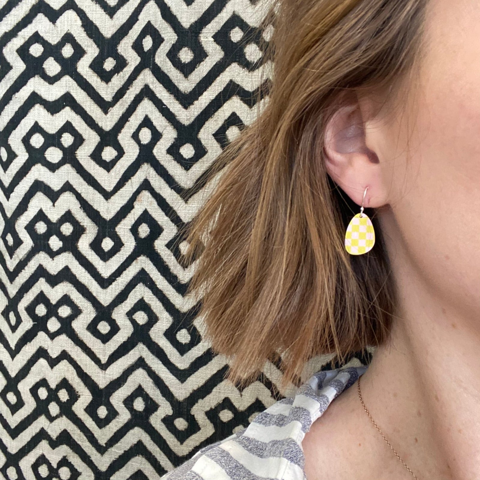 Pastel Checkers Small Geo Drop Earrings