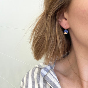Blue and Yellow Mini Circle Drop Earrings