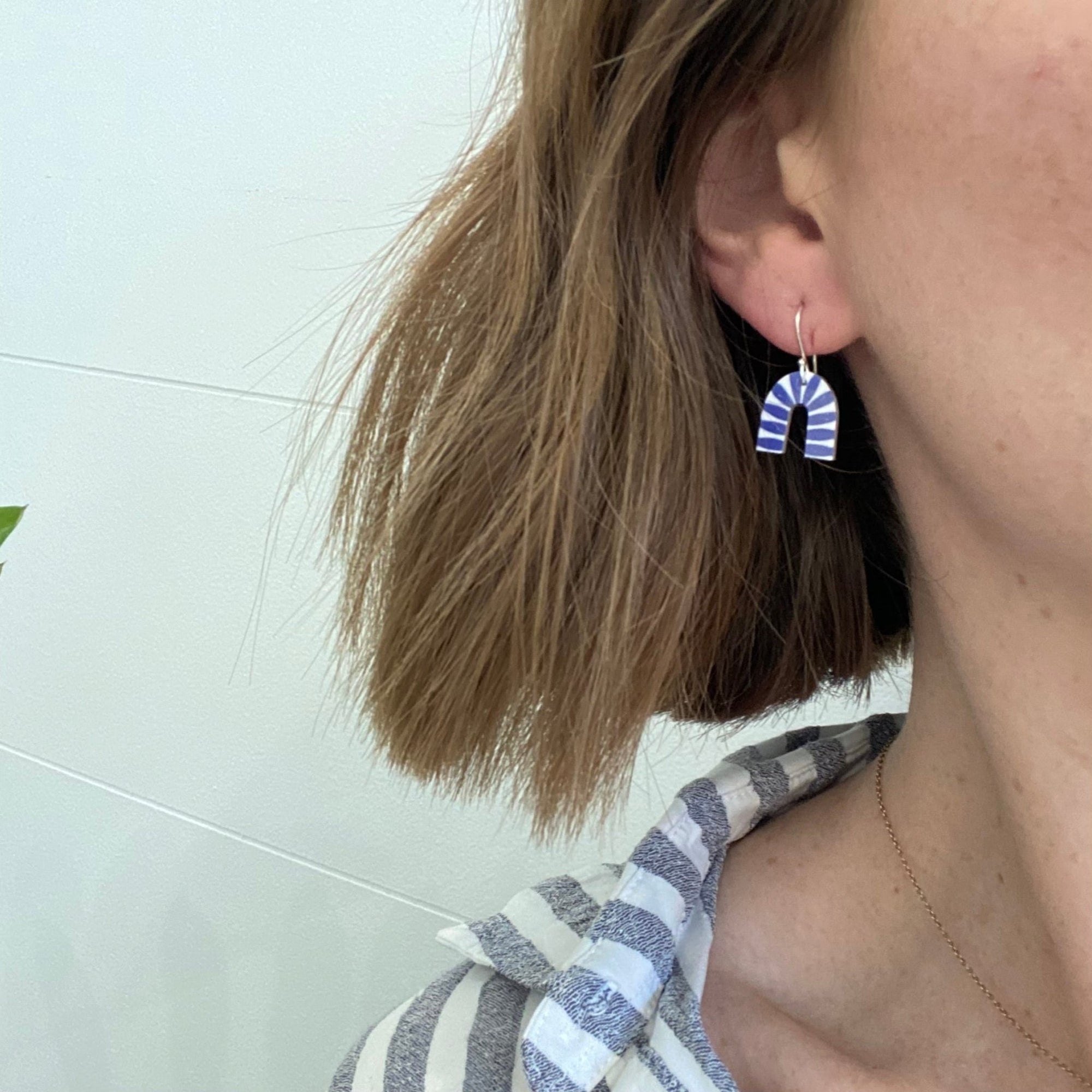 Blue and White Rainbow Drop Earrings