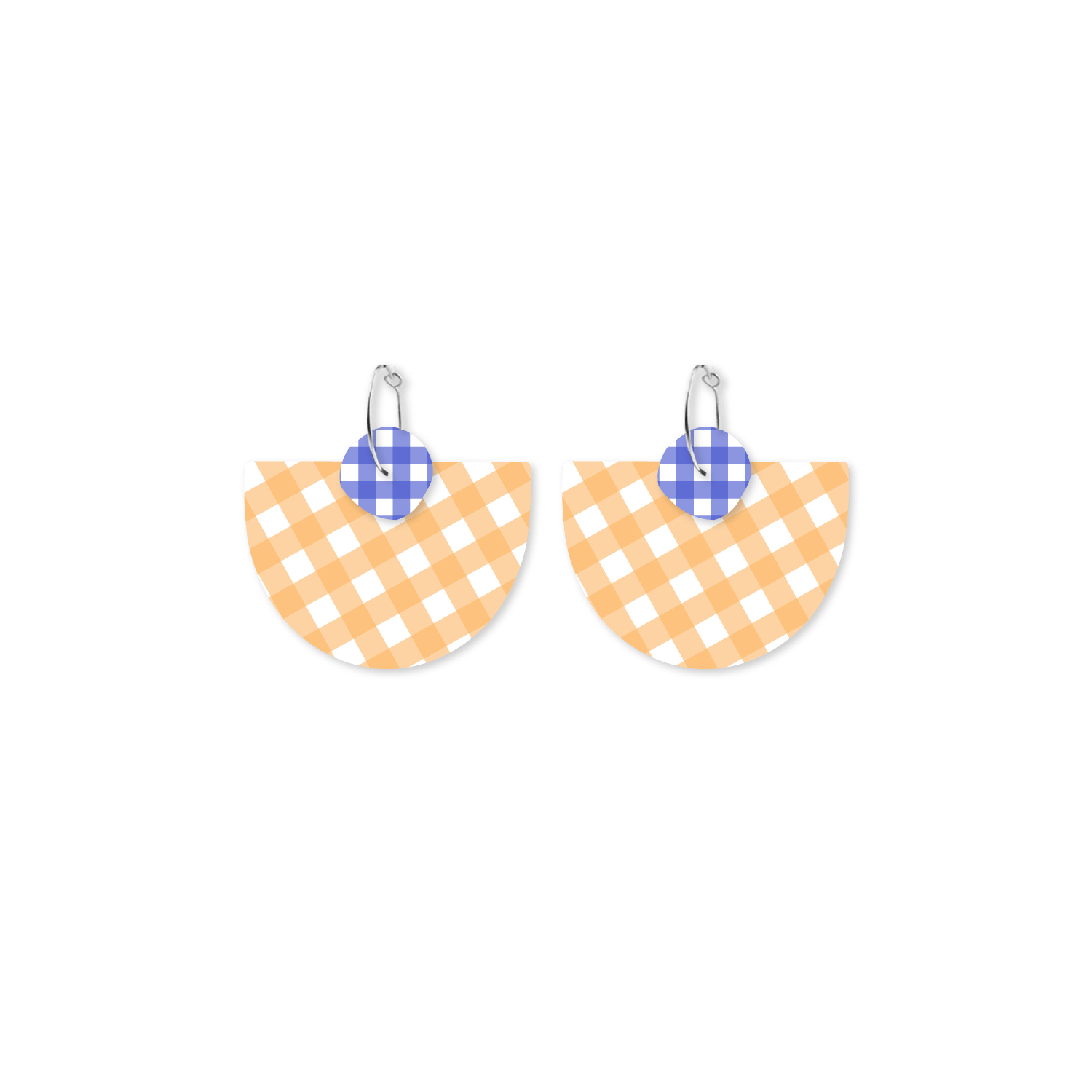 Gingham Marigold Layered Large Bell Hoop Earrings